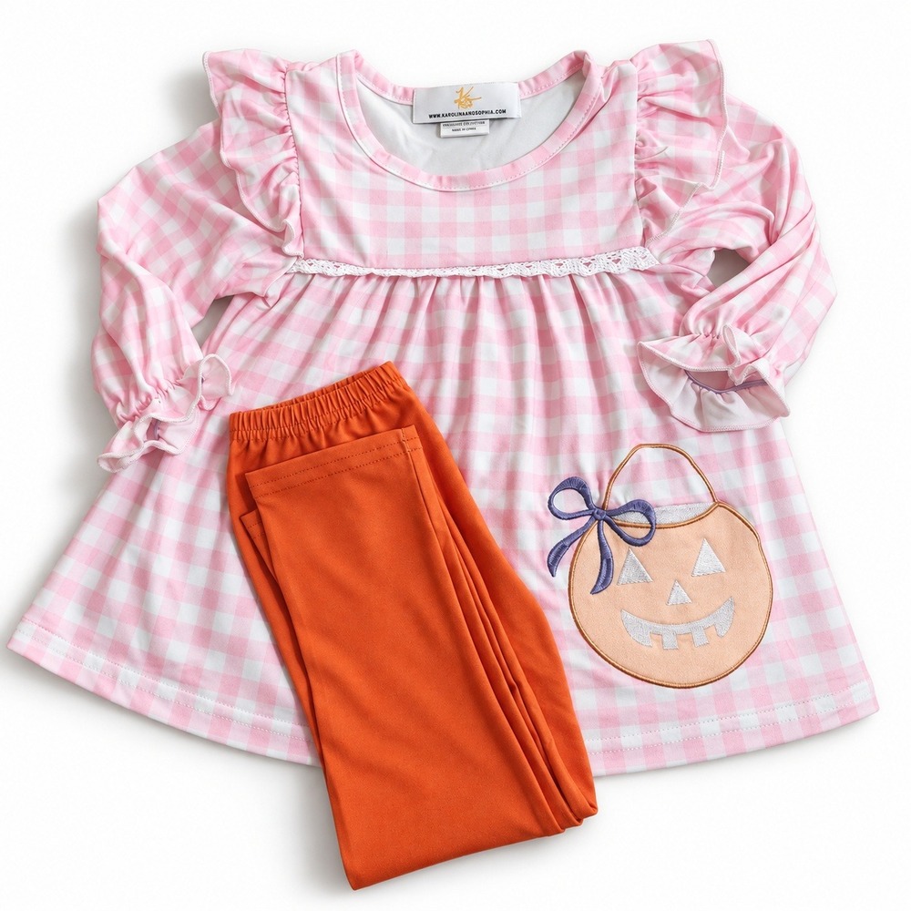 NEW Karolina and Sophia Baby Girls Pink Pumpkin Set Orange Leggings Set 12-18M